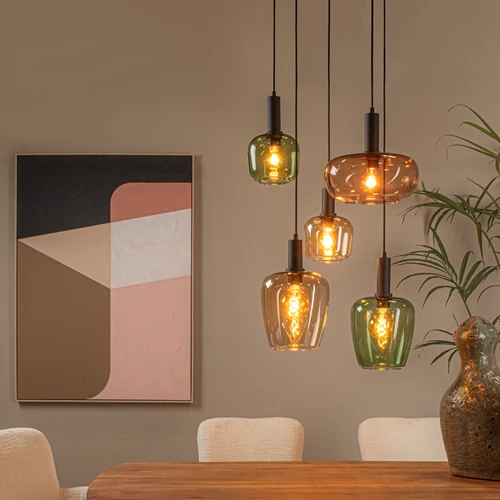 Lucide ILONA - Pendant light - 5xE27 - Black - atmosphere 1